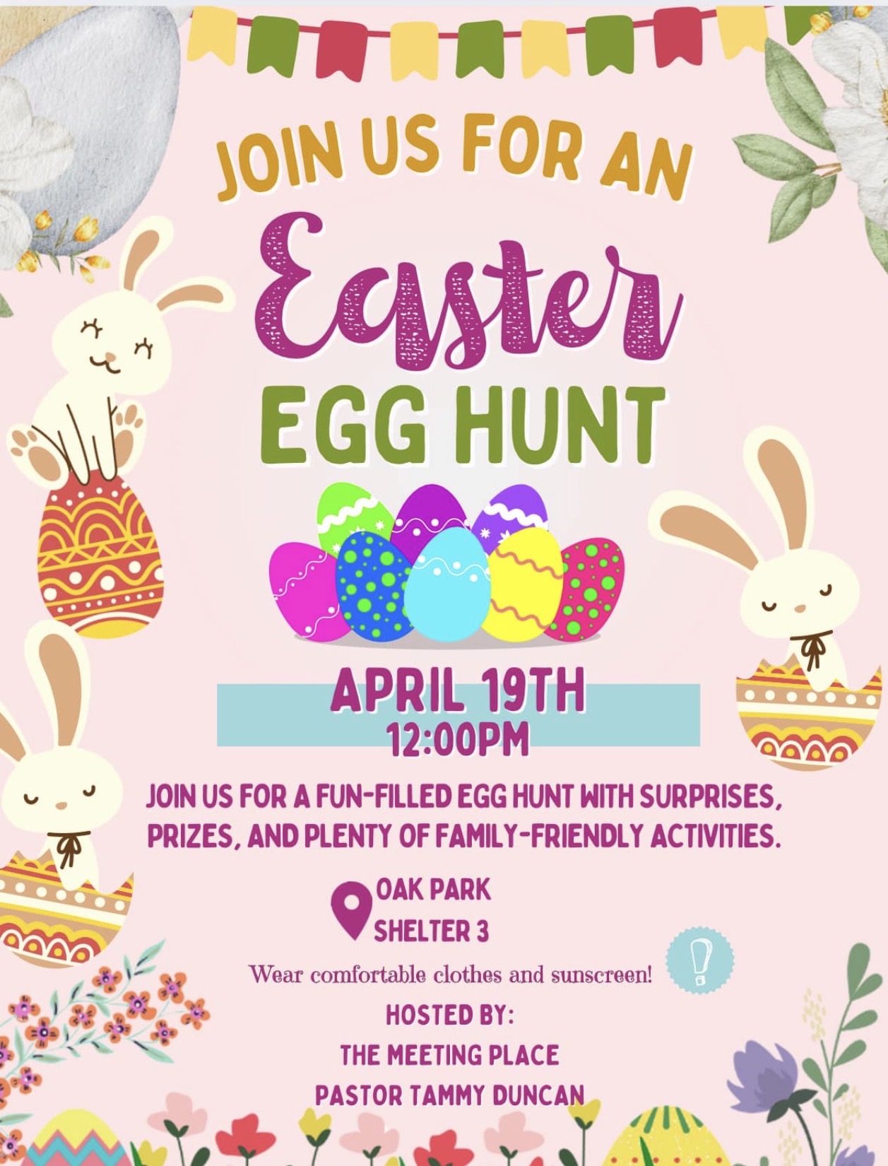 Flyer for The Meeting Place Easter egg hunt